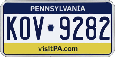 PA license plate KOV9282
