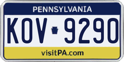 PA license plate KOV9290