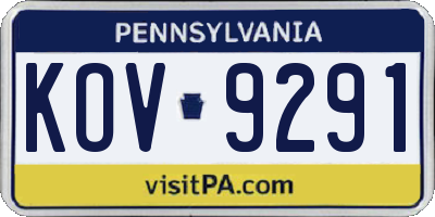 PA license plate KOV9291