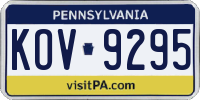 PA license plate KOV9295