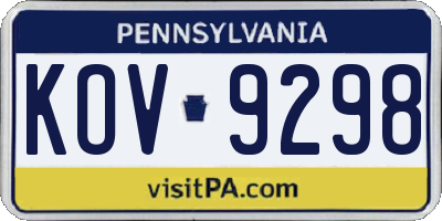 PA license plate KOV9298