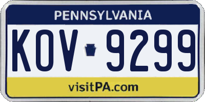 PA license plate KOV9299