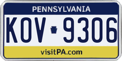 PA license plate KOV9306