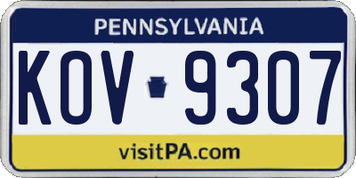PA license plate KOV9307