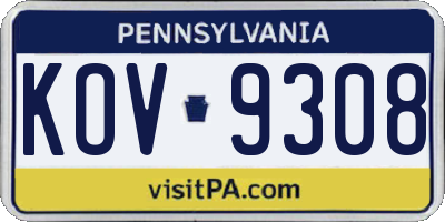 PA license plate KOV9308