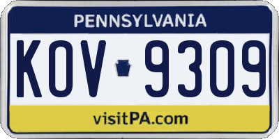PA license plate KOV9309