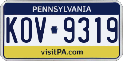 PA license plate KOV9319