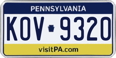 PA license plate KOV9320