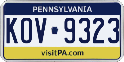 PA license plate KOV9323