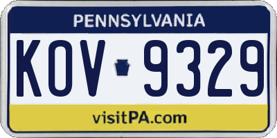 PA license plate KOV9329