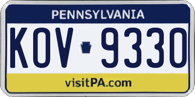 PA license plate KOV9330