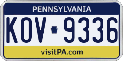 PA license plate KOV9336