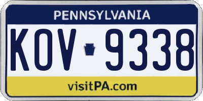 PA license plate KOV9338