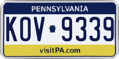 PA license plate KOV9339