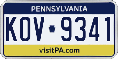 PA license plate KOV9341