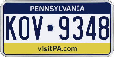 PA license plate KOV9348