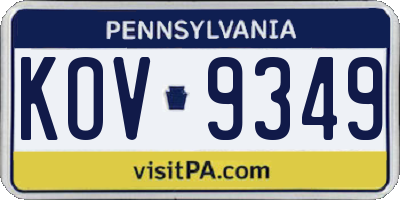 PA license plate KOV9349