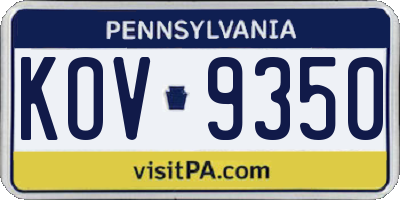 PA license plate KOV9350