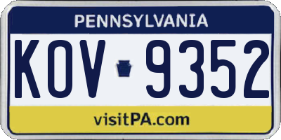 PA license plate KOV9352