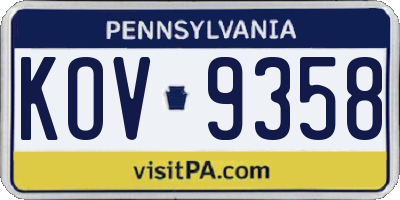 PA license plate KOV9358