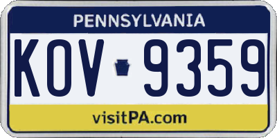 PA license plate KOV9359