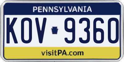 PA license plate KOV9360