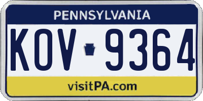 PA license plate KOV9364