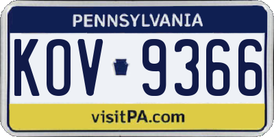 PA license plate KOV9366
