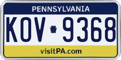 PA license plate KOV9368