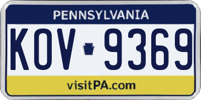 PA license plate KOV9369