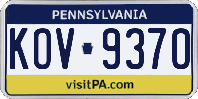 PA license plate KOV9370