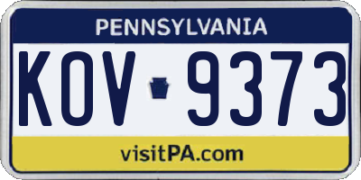 PA license plate KOV9373