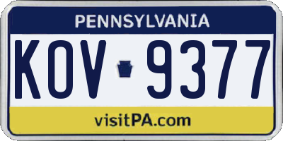 PA license plate KOV9377