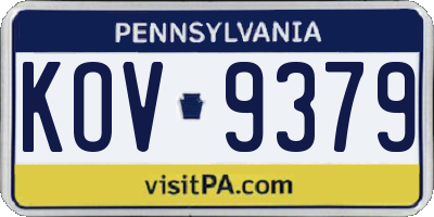 PA license plate KOV9379