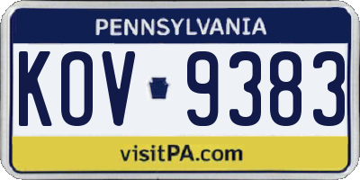 PA license plate KOV9383
