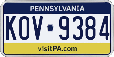 PA license plate KOV9384