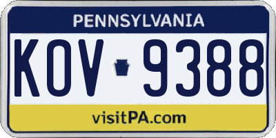 PA license plate KOV9388