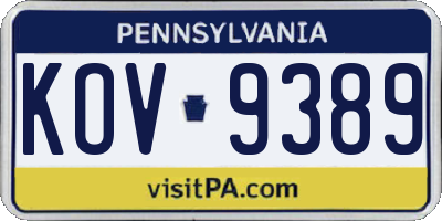 PA license plate KOV9389