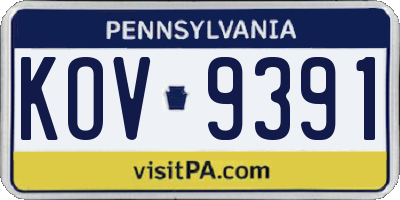PA license plate KOV9391