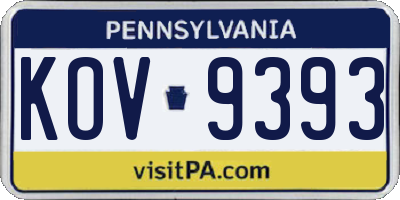 PA license plate KOV9393