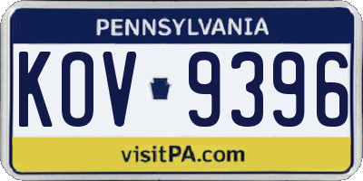 PA license plate KOV9396