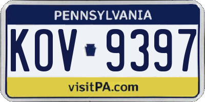 PA license plate KOV9397