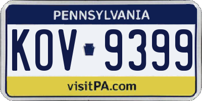 PA license plate KOV9399
