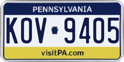 PA license plate KOV9405
