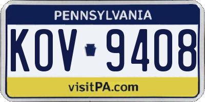 PA license plate KOV9408