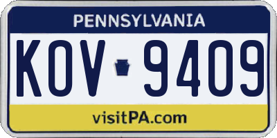PA license plate KOV9409