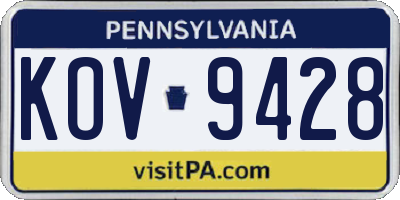 PA license plate KOV9428