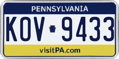 PA license plate KOV9433