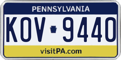 PA license plate KOV9440