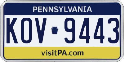 PA license plate KOV9443